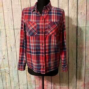 Madewell Plaid Shirt Womens XS Red Blue Button Up Casual Long Sleeve